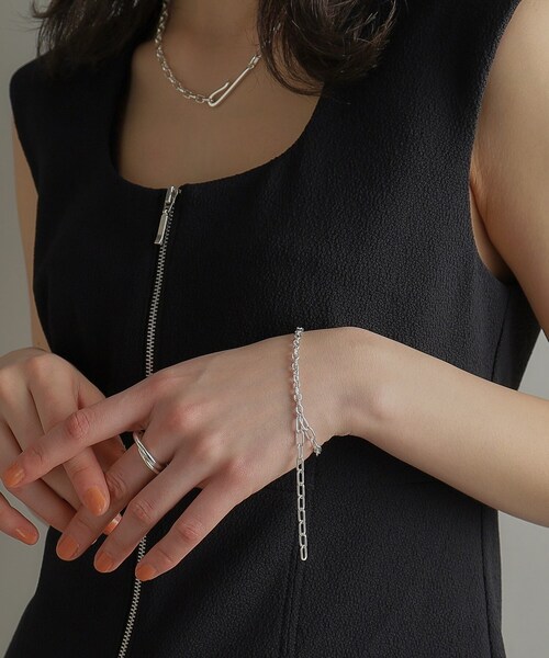 【シンプル上品♡】編み上げチェーン ブレスレット 可愛い 流行り 長小豆チェーンブレスレット 925 ロングあずきチェーン