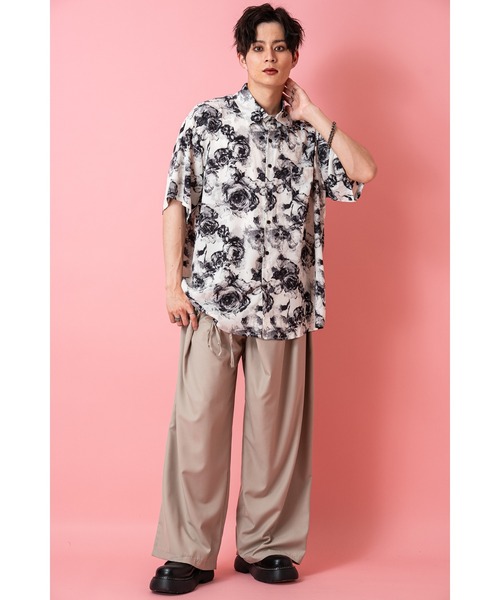 【即日配送】sosotto 花柄 半袖シャツ ankoROCK シャツ a.p.o.v. -ankoROCK's select- モノクローム