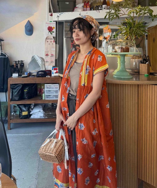 AS KNOW AS（アズノゥアズ） ワンピース 夏 半袖 インド パネル柄彩り