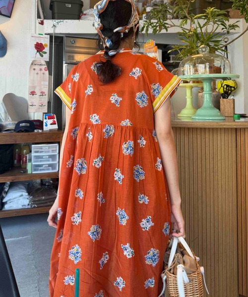 AS KNOW AS（アズノゥアズ） ワンピース 夏 半袖 インド パネル柄彩り