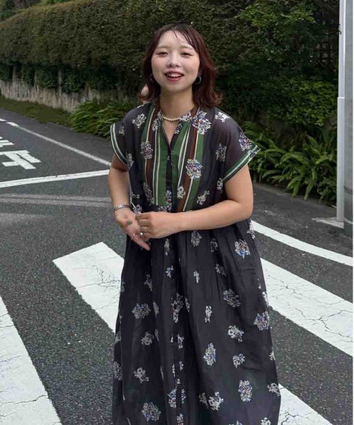 AS KNOW AS（アズノゥアズ） ワンピース 夏 半袖 インド パネル柄彩り