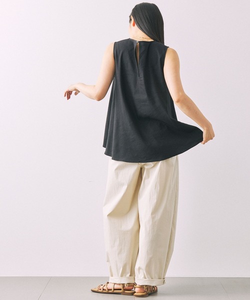 BABYLONE ブラウス シャツ リネンストレッチブラウス レディース