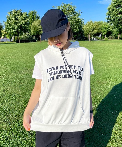 LGB フード付きジレ ベスト ジレ フード付きロゴベスト レディース : ZOZOTOWN Yahoo