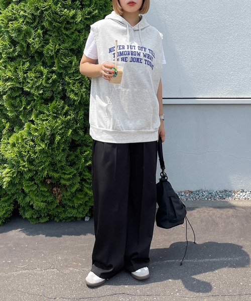 LGB フード付きジレ ベスト ジレ フード付きロゴベスト レディース : ZOZOTOWN Yahoo