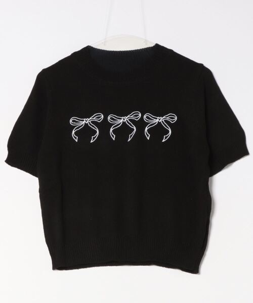 JAYRO ニット セーター リボン刺繍サマーニット半袖プルオーバー