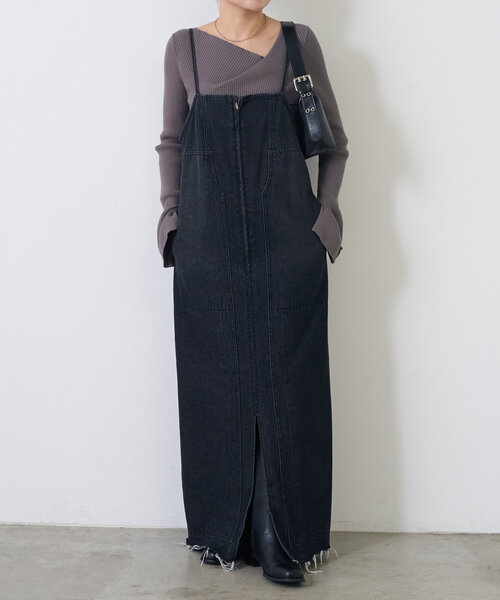 ワンピース Q.anos/カーペンターデニムワンピース レディース  