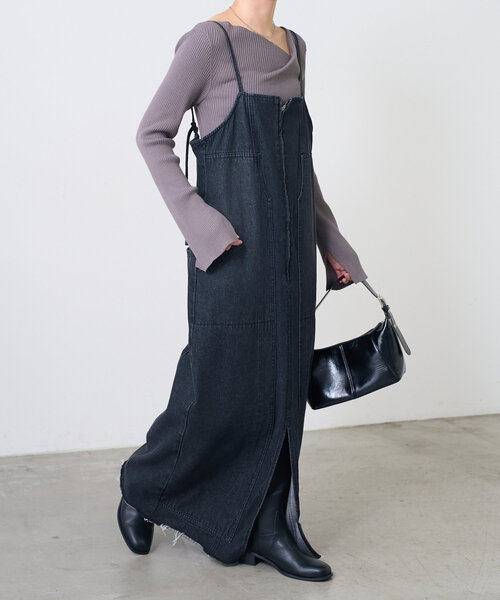 ワンピース Q.anos/カーペンターデニムワンピース レディース  