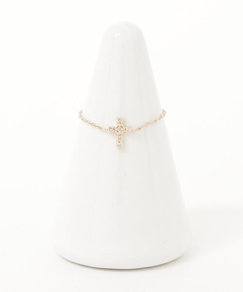 指輪 リング 「Tiny Motif」K10ダイヤモンドクロスチェーンリング（0.02ct） レディースの画像