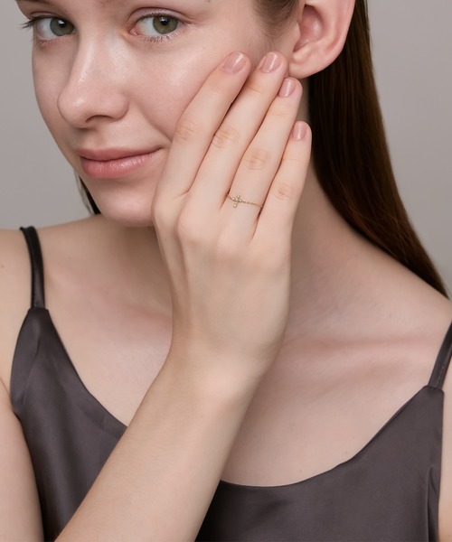 指輪 リング 「Tiny Motif」K10ダイヤモンドクロスチェーンリング（0.02ct） レディースの画像