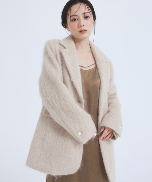 anuans ジャケット テーラードジャケット モヘアシャギー