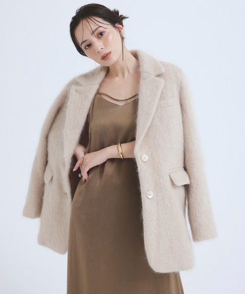 anuans モヘアシャギーテーラードジャケット モヘアシャギーテーラードジャケット(F BEIGE): アウターanuans
