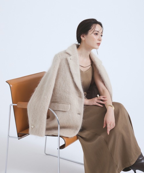 anuans モヘヤシャギーテーラードジャケット モヘアシャギーテーラードジャケット(F BEIGE): アウターanuans