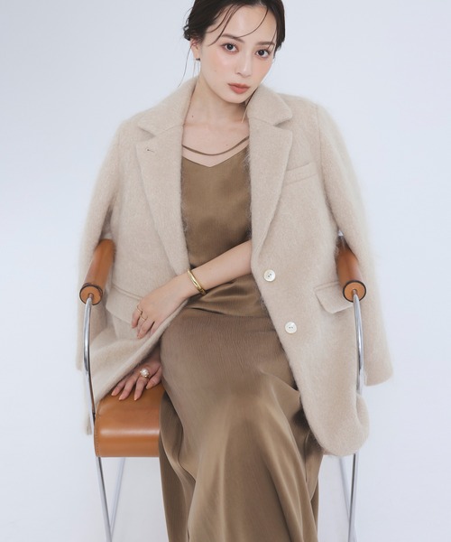 anuans ジャケット テーラードジャケット モヘアシャギー