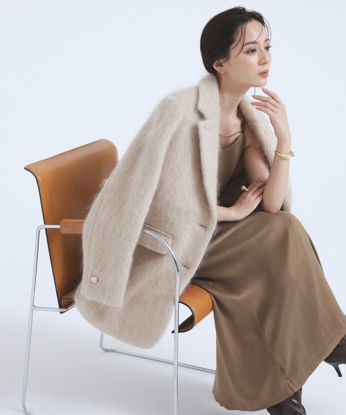 anuans モヘアシャギーテーラードジャケット モヘアシャギーテーラードジャケット(F BEIGE): アウターanuans