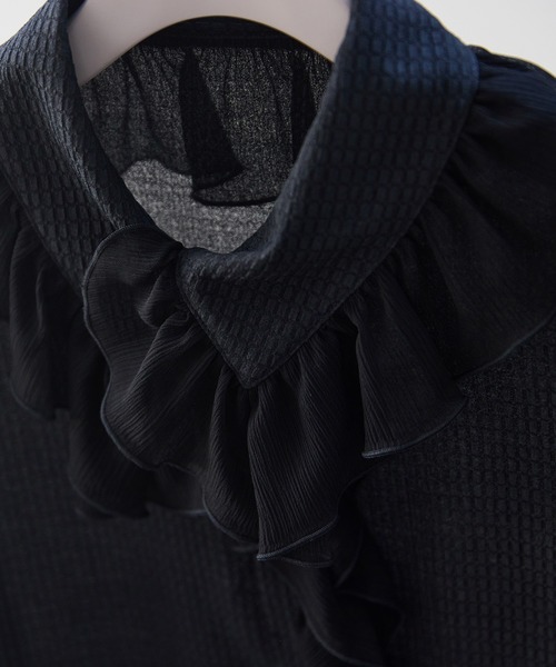 未使用□Audie a Muses□38□タックフリルブラウス□黒□定価3.1万