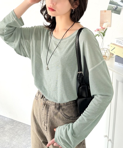 tシャツ 大人のこなれトップス。配色ステッチシアープルオーバー（長袖） レディース | classicalelf | 06