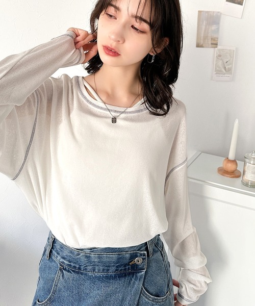 tシャツ 大人のこなれトップス。配色ステッチシアープルオーバー（長袖） レディース | classicalelf | 11