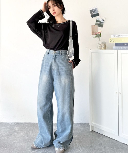 tシャツ 大人のこなれトップス。配色ステッチシアープルオーバー（長袖） レディース | classicalelf | 20