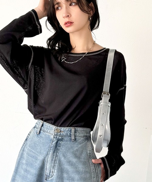 tシャツ 大人のこなれトップス。配色ステッチシアープルオーバー（長袖） レディース | classicalelf | 22