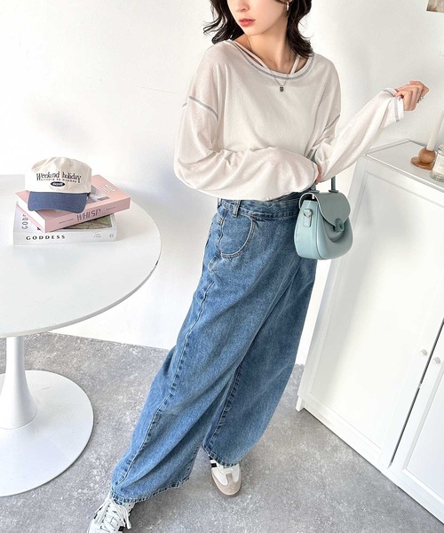 tシャツ 大人のこなれトップス。配色ステッチシアープルオーバー（長袖） レディース | classicalelf | 12