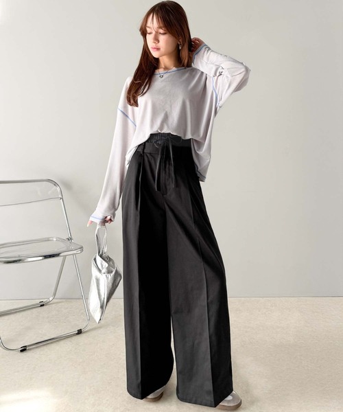tシャツ 大人のこなれトップス。配色ステッチシアープルオーバー（長袖） レディース | classicalelf | 28
