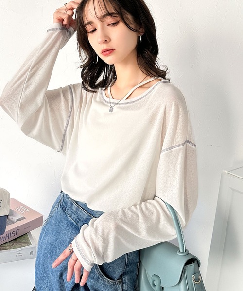 tシャツ 大人のこなれトップス。配色ステッチシアープルオーバー（長袖） レディース | classicalelf | 09