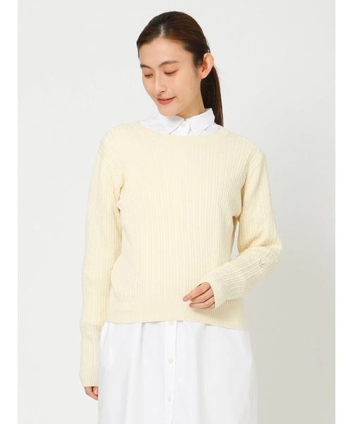 ニット セーター 「EDIT-B」Cotton Wool Cable Crew コットンウール ケーブルクルー レディース