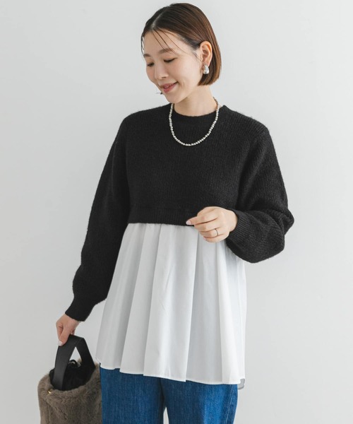ニット セーター F by ROSSO　ドッキングチュニックニット レディース F by ROSSO ニット セーター ROSSO ドッキングチュニックニット