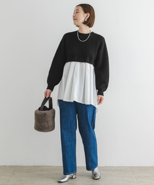 F by ROSSO　ドッキングチュニックニット F by ROSSO ニット セーター ROSSO ドッキングチュニックニット