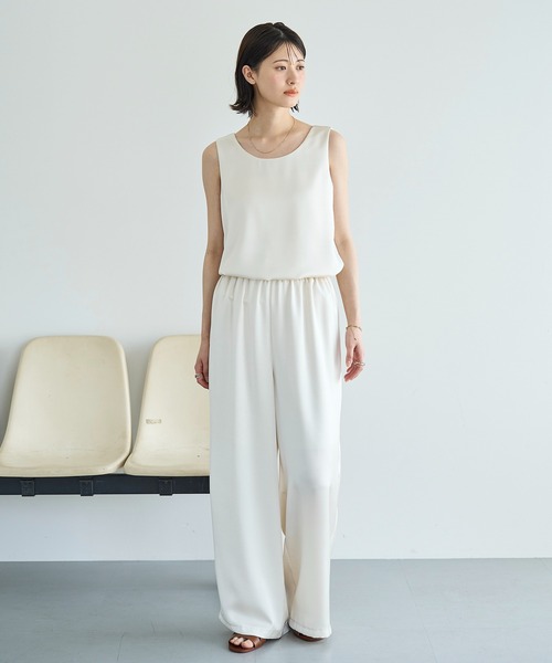 タンクトップ ノースリーブ DOMENICO+SAVIO 2WAY BACK SLIT  KNIT レディース meilmada タンクトップ ノースリーブ 2wayヴィンテージサテン