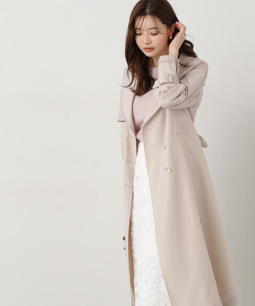 ドレスドアンドレスド　ロングトレンチコート　ナイロン　リップストップ　ベージュ トレンチコート レディース トレンチ コート アウター お呼ばれ
