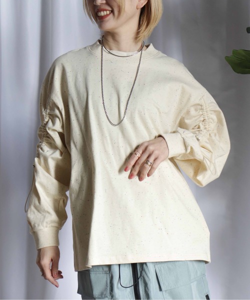tシャツ 袖ドロストネップシャーリングT レディース