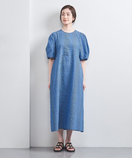 UNITED ARROWS ワンピース オープン バックリボン チェック
