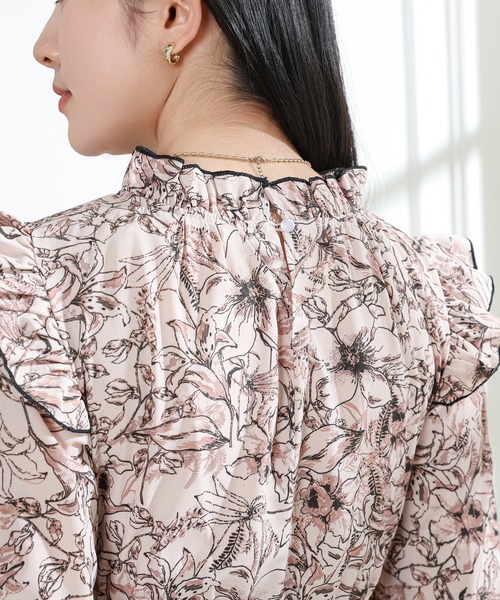 Lace Ladies（レースレディース） ワンピース 花柄 肩フリル スタンド