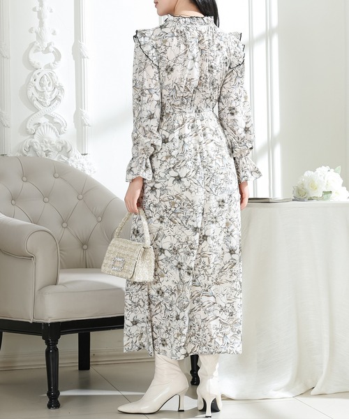 Lace Ladies（レースレディース） ワンピース 花柄 肩フリル スタンド