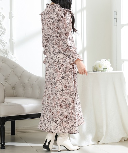 Lace Ladies（レースレディース） ワンピース 花柄 肩フリル スタンド