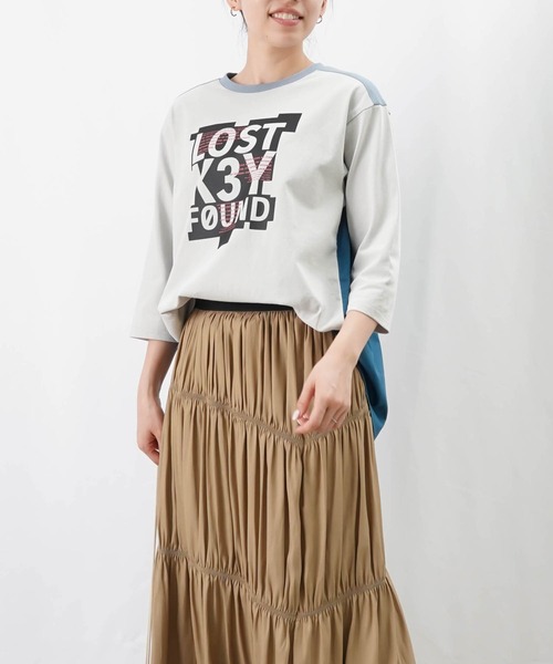 tシャツ LC/LLL ロゴプリントドッキングクルーネックカットソー レディース LADY LUCK LUCA tシャツ LC/LLL ロゴプリントドッキングクルー