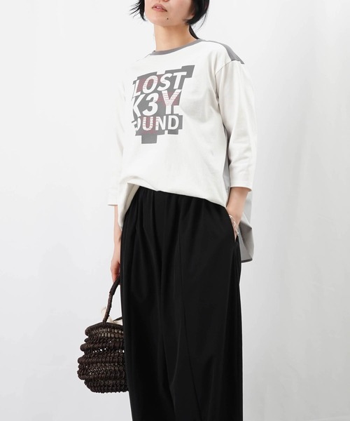 tシャツ LC/LLL ロゴプリントドッキングクルーネックカットソー レディース LADY LUCK LUCA tシャツ LC/LLL ロゴプリントドッキングクルー