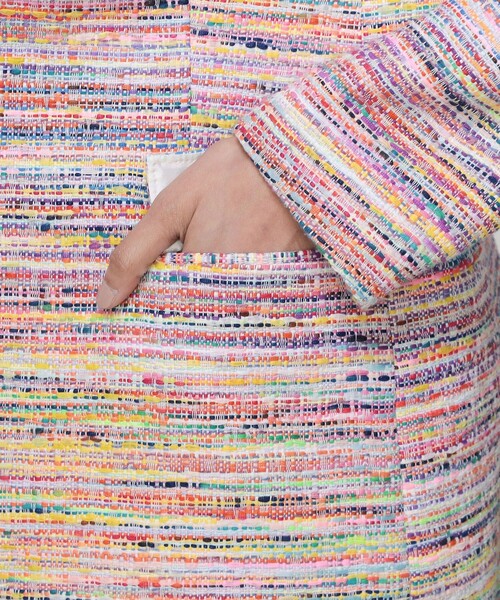 コート アウター マルチカラーツイード テーラードジャケット レディースの画像