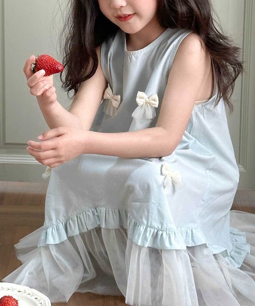 望希　little eagle リトルイーグル　麻　ノースリーブワンピース aimoha（アイモハ） ワンピース 「aimoha-KIDS-」キッズチュール