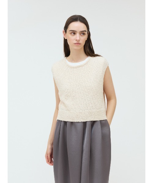 ベスト ジレ crew neck short vest レディース