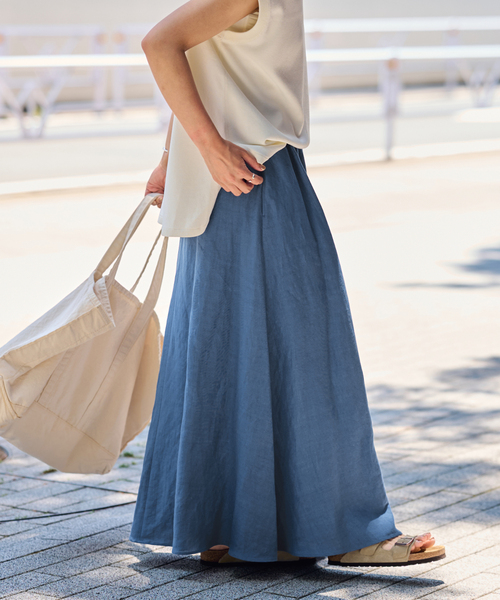 リヨセルラミーフレアスカートsize36 リヨセルラミーフレアスカート（ロング・マキシ丈スカート