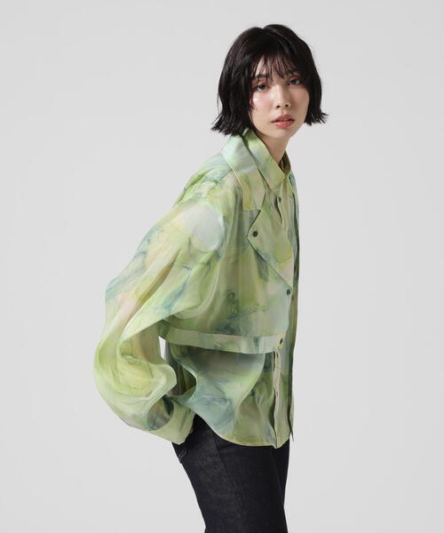 ブラウス シャツ CASANE（カサネ）別注マーブルペイントデザイン