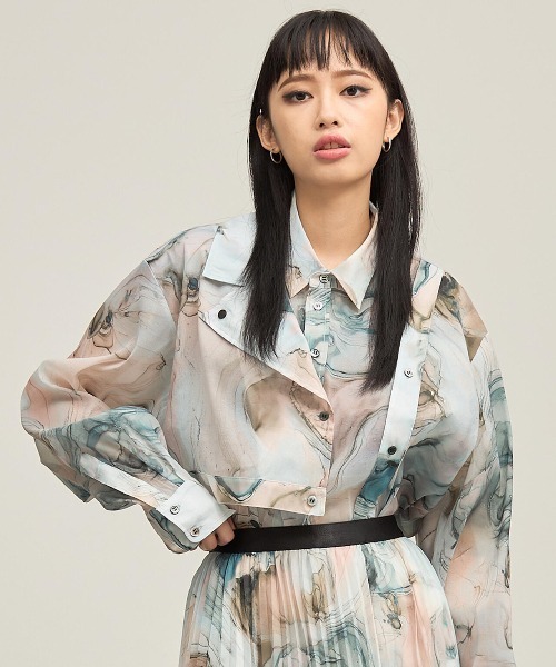 ブラウス シャツ CASANE（カサネ）別注マーブルペイントデザイン