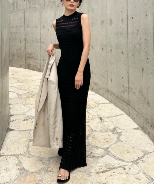 anuans（アニュアンス） ニットワンピース FREE ブラック レディース  