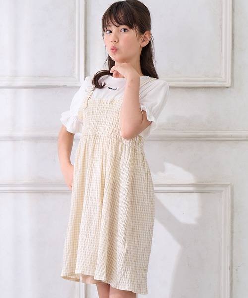 Amourire girl ワンピース シャーリングギンガムチェック