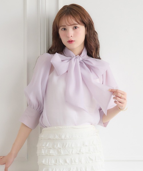 Ambre Neige（アンブルネージュ） ブラウス シャツ 夏 半袖 2way big