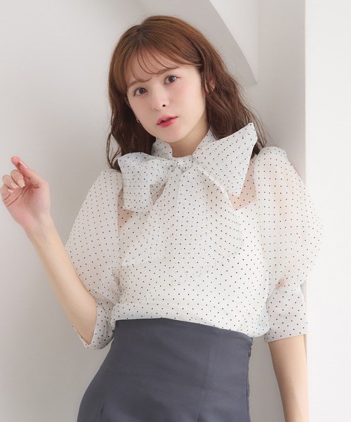 Ambre Neige（アンブルネージュ） ブラウス シャツ 夏 半袖 2way big