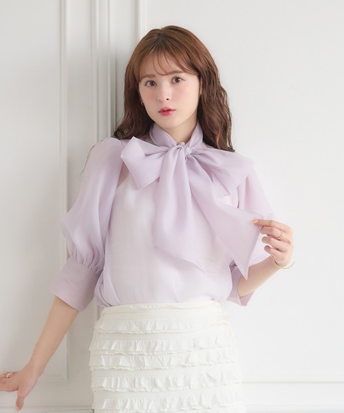 Ambre Neige（アンブルネージュ） ブラウス シャツ 夏 半袖 2way big