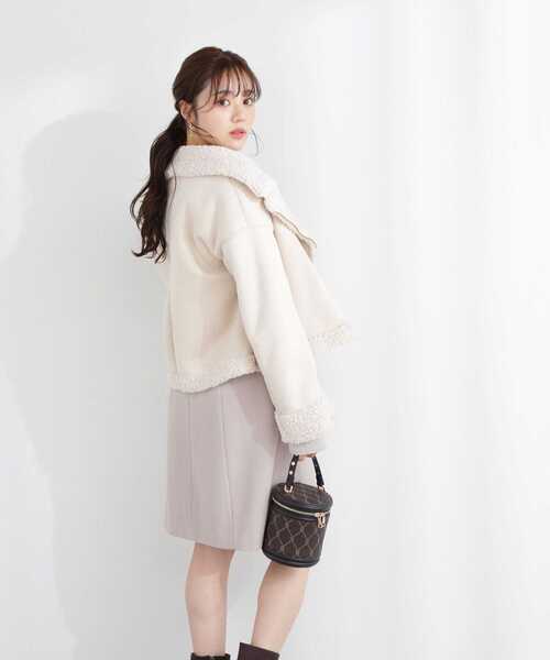 試着のみ プロポーションボディドレッシング ボアブルゾン エクリュ Sサイズ PROPORTION BODY DRESSING（プロポーションボディドレッシング